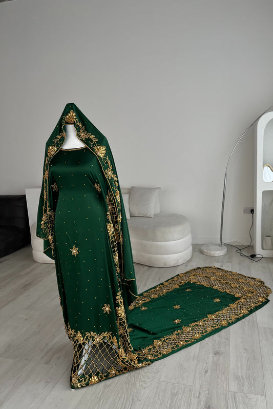 Emerald Elegance Satin Dirac