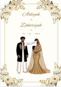 Somali Wedding Invitation Template – Luxurious Gold &amp; Black Groom &amp; Bride Art (Editable Canva Digital Download)