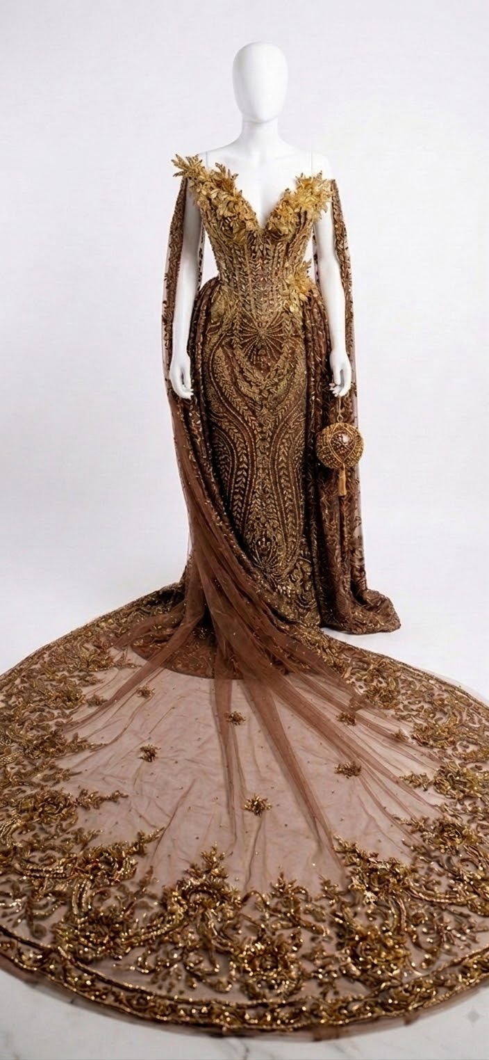 Bespoke Royal Dirac Gown – Custom Luxury Somali Bridal Couture