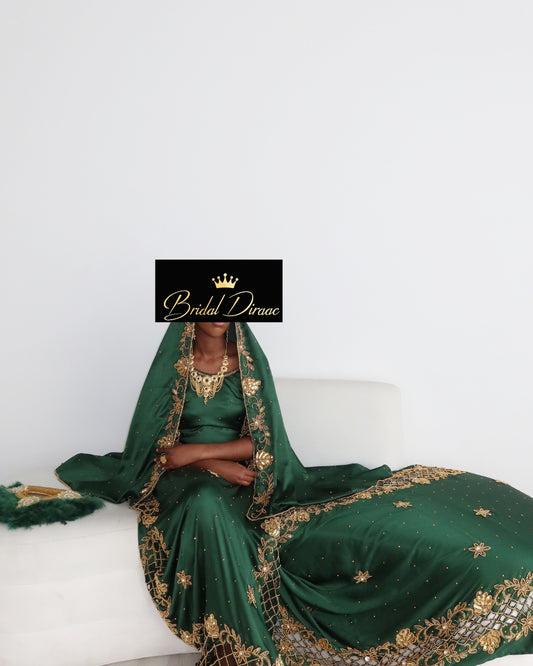 Emerald Elegance Satin Dirac
